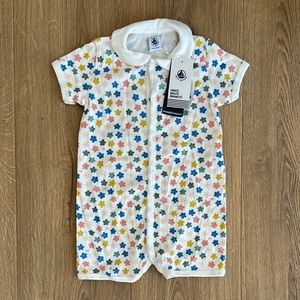 NWT Petit Bateau Colorful Floral Baby Romper